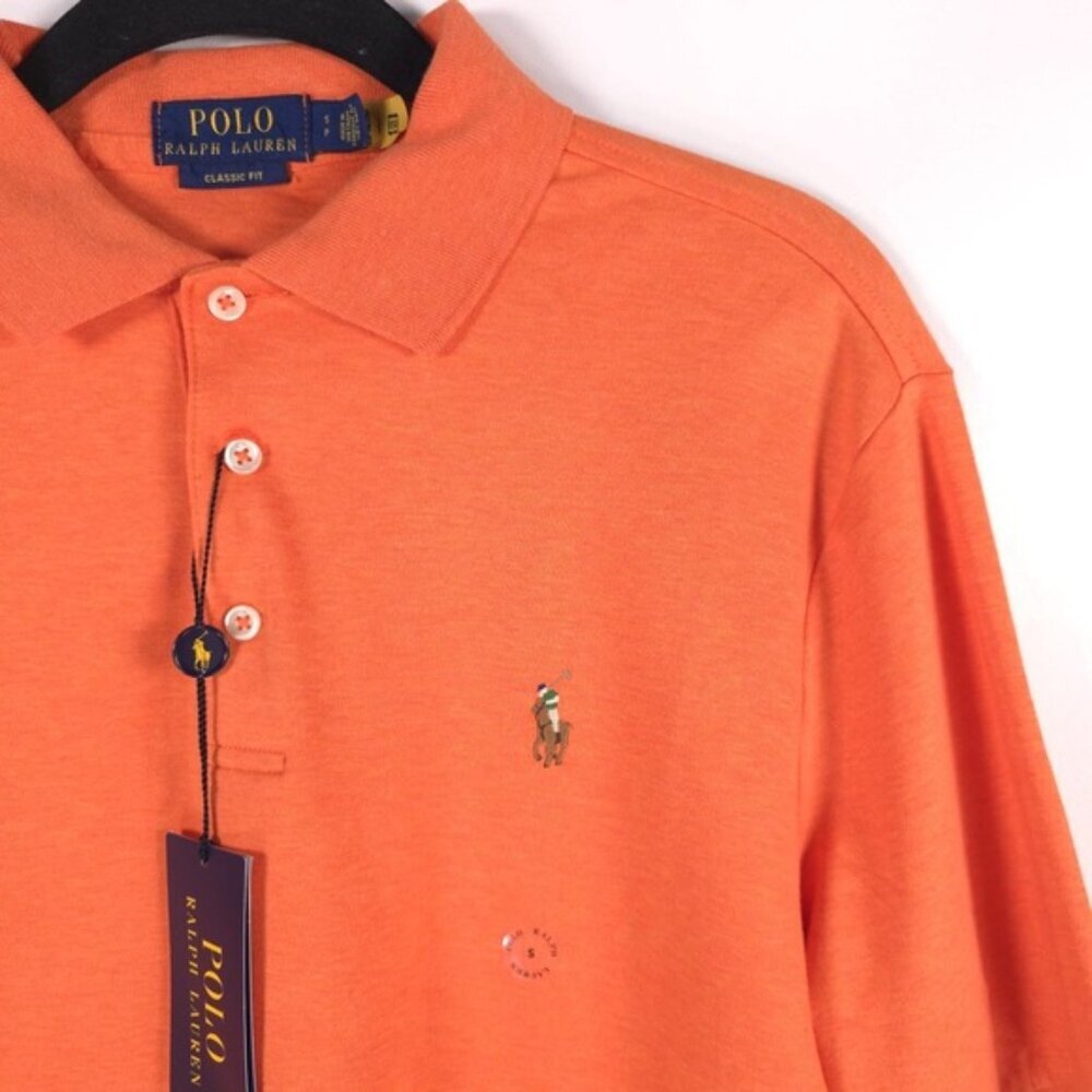 NWT POLO‎ RALPH LAUREN Orange M CLASSIC FIT 100% SOFT COTTON Polo Shirt SMALL - Picture 6 of 13